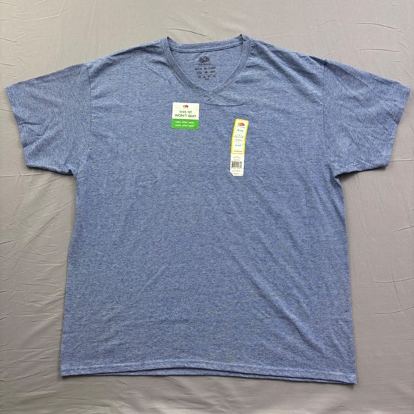 Fruit of the Loom Other - Fruit of the Loom Mens XL V-Neck T-Shirt Blue Roy Stripe Cotton Blend New